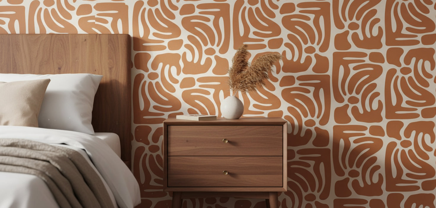 Abstract Pattern Wallpaper Organic Curved Decorative Mural