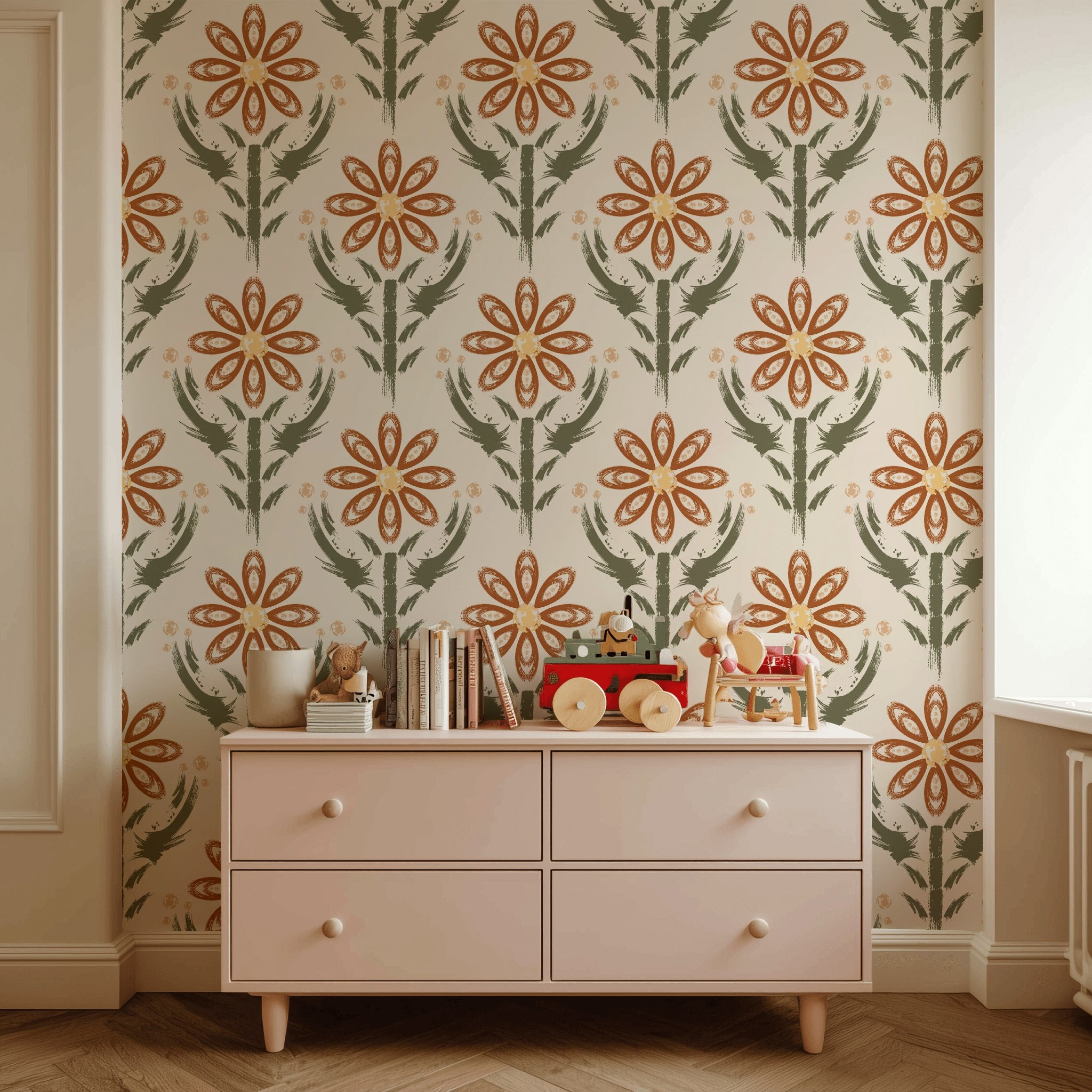 Floral Wallpaper Abstract Bohemian Decorative Mural
