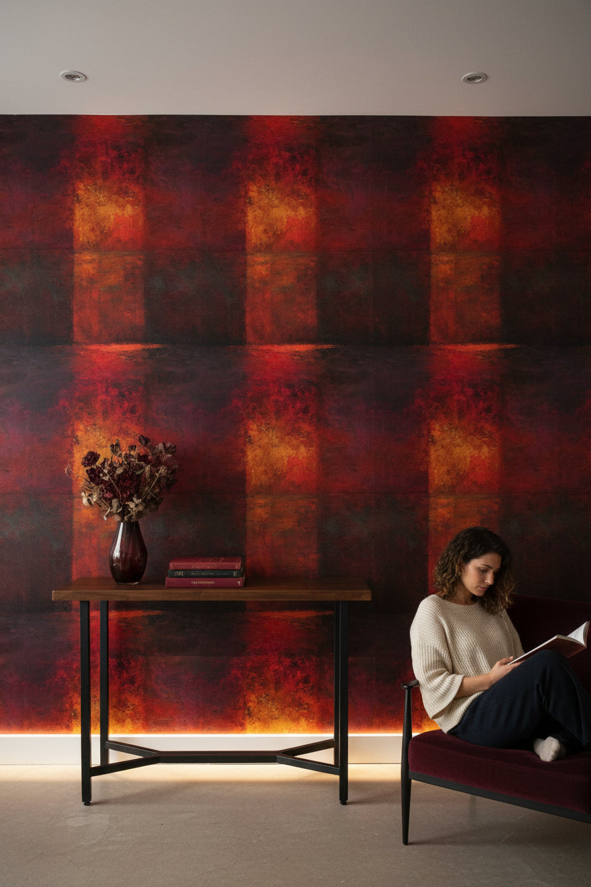 Rustic Red and Black Abstract Tone Wallpaper