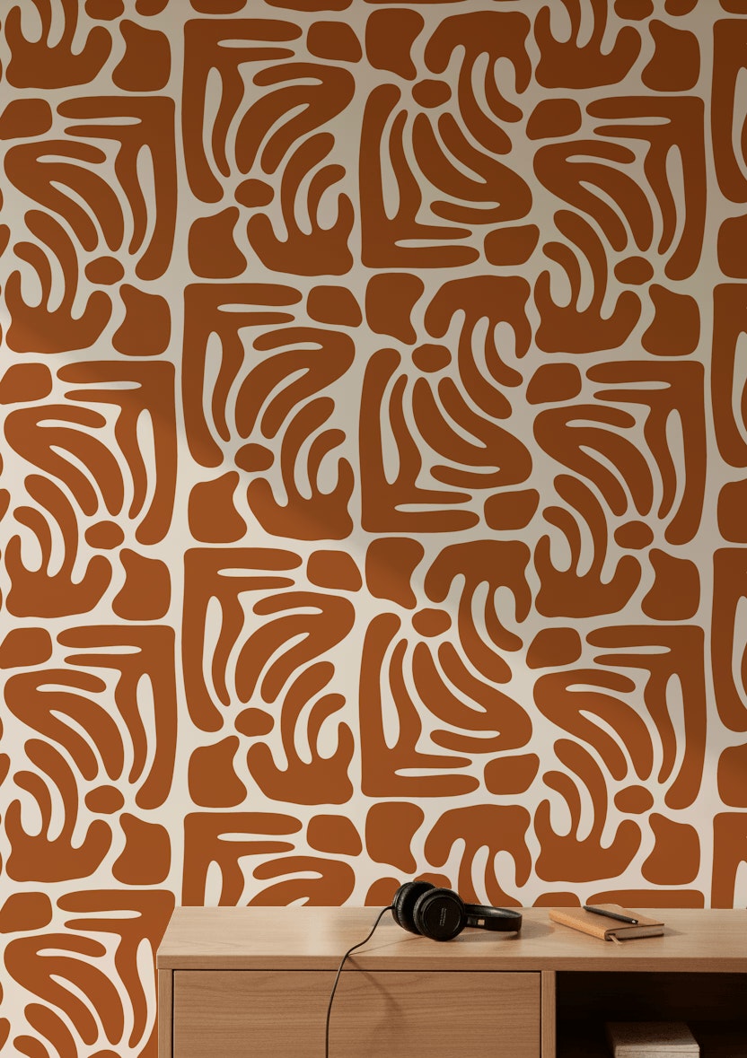 Abstract Pattern Wallpaper Organic Curved Decorative Mural