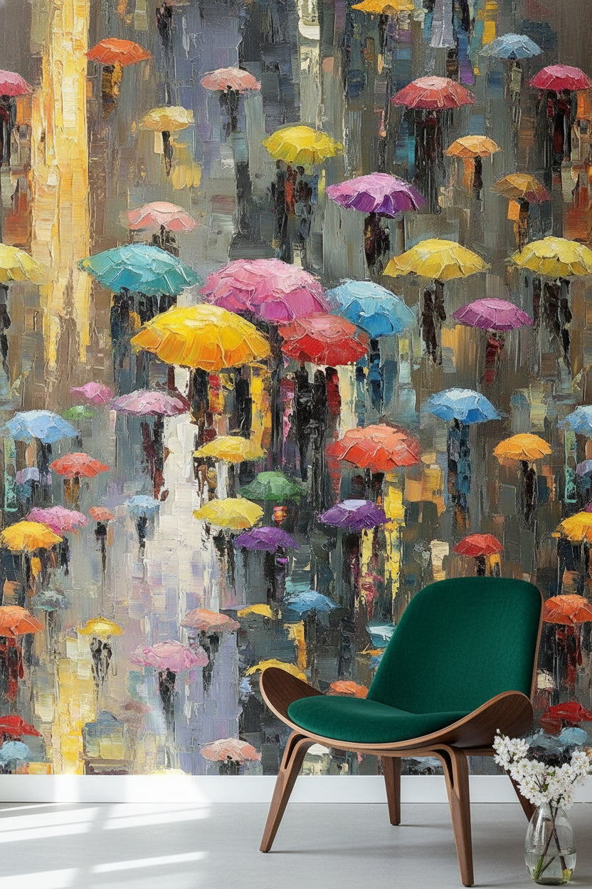 Vibrant Multicolor Umbrella Abstract Art Wallpaper
