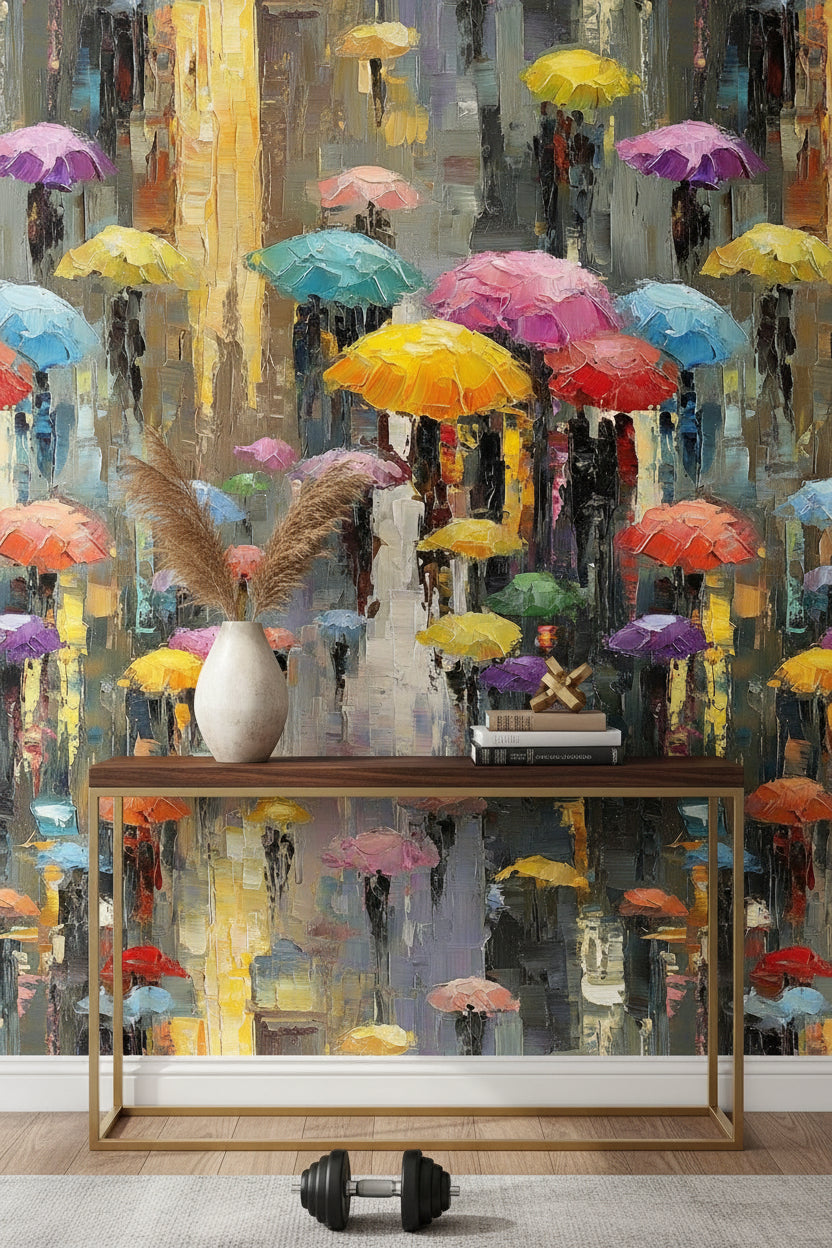 Vibrant Multicolor Umbrella Abstract Art Wallpaper