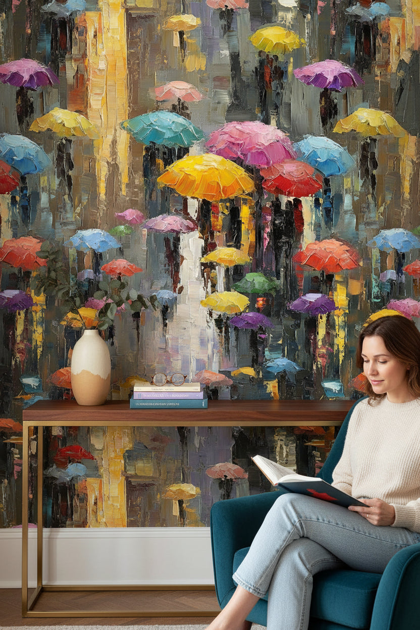 Vibrant Multicolor Umbrella Abstract Art Wallpaper