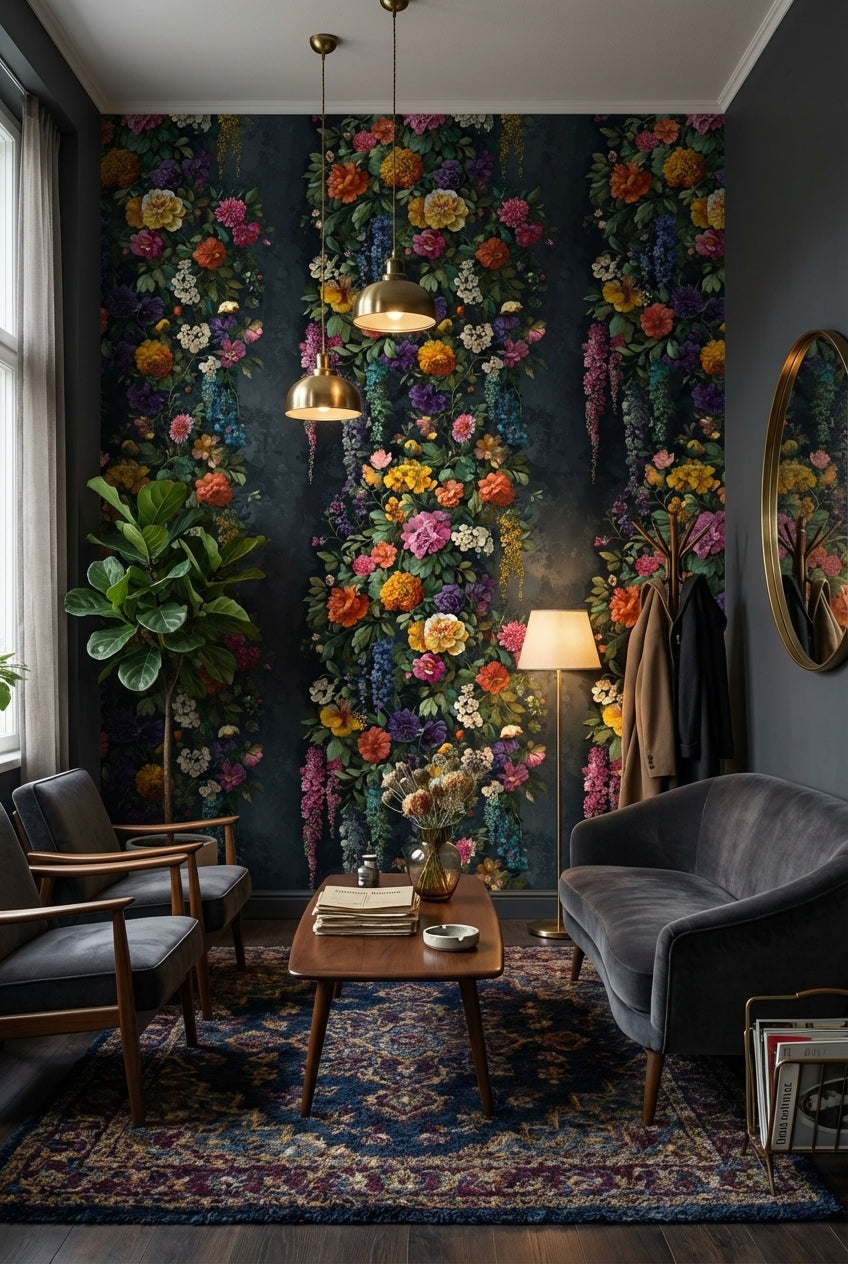 Dark Opulent Garden Floral Wallpaper