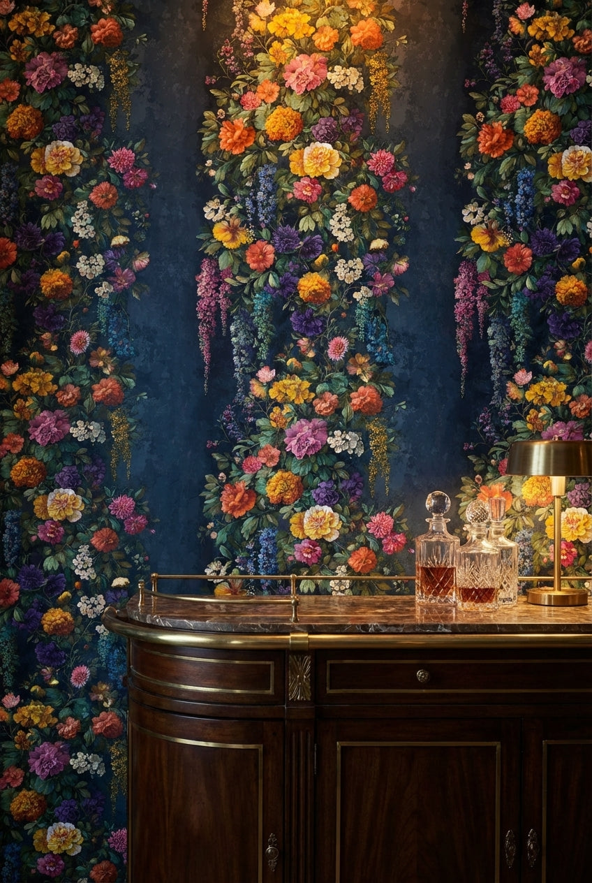 Dark Opulent Garden Floral Wallpaper