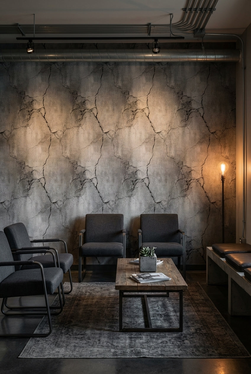 Aged Concrete Cracked Effect Wallpaper
