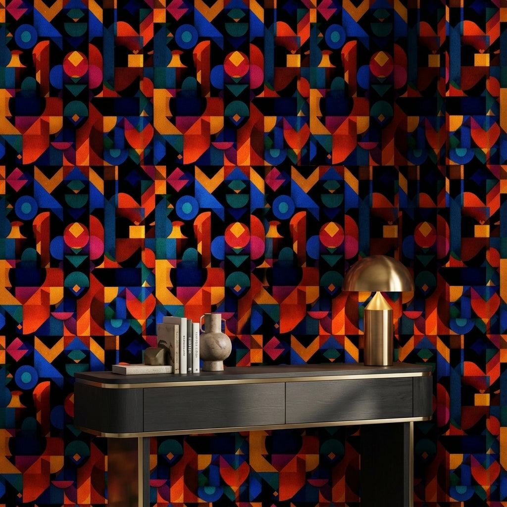 Dark Multicolor Geometric Abstract Wallpaper