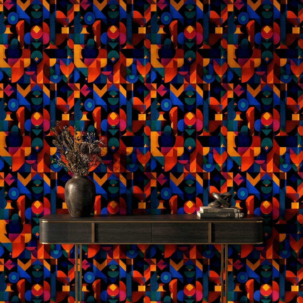 Dark Multicolor Geometric Abstract Wallpaper