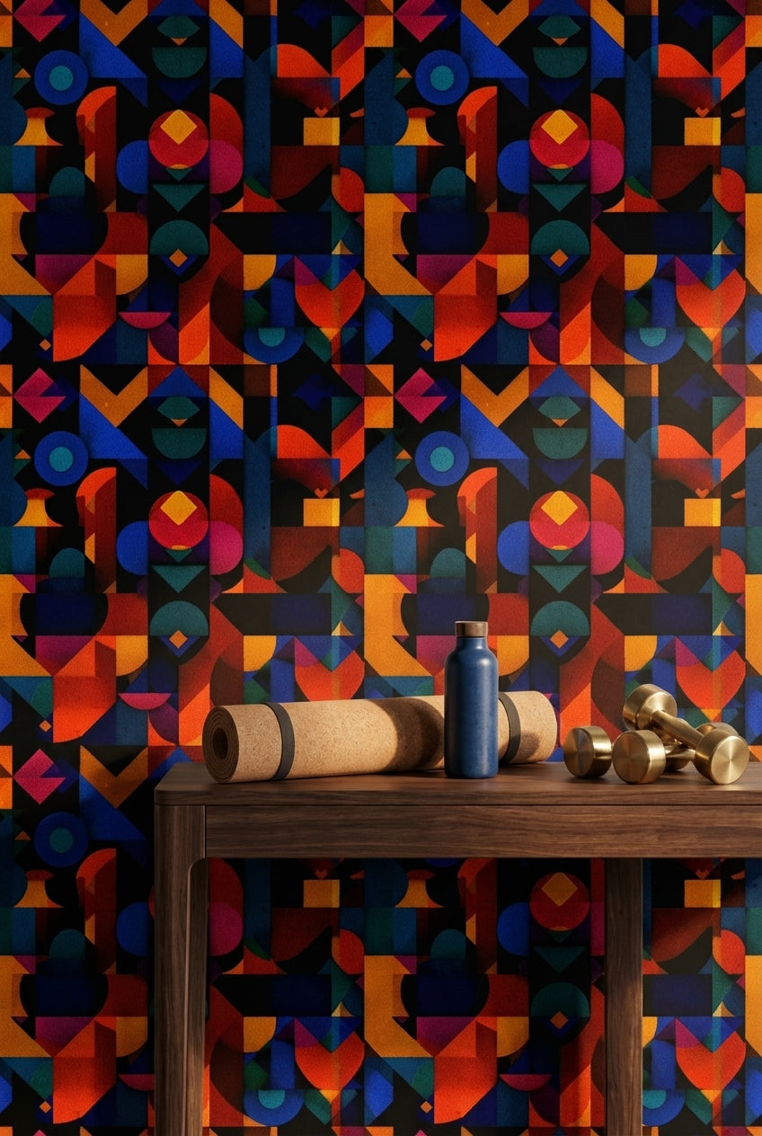 Dark Multicolor Geometric Abstract Wallpaper