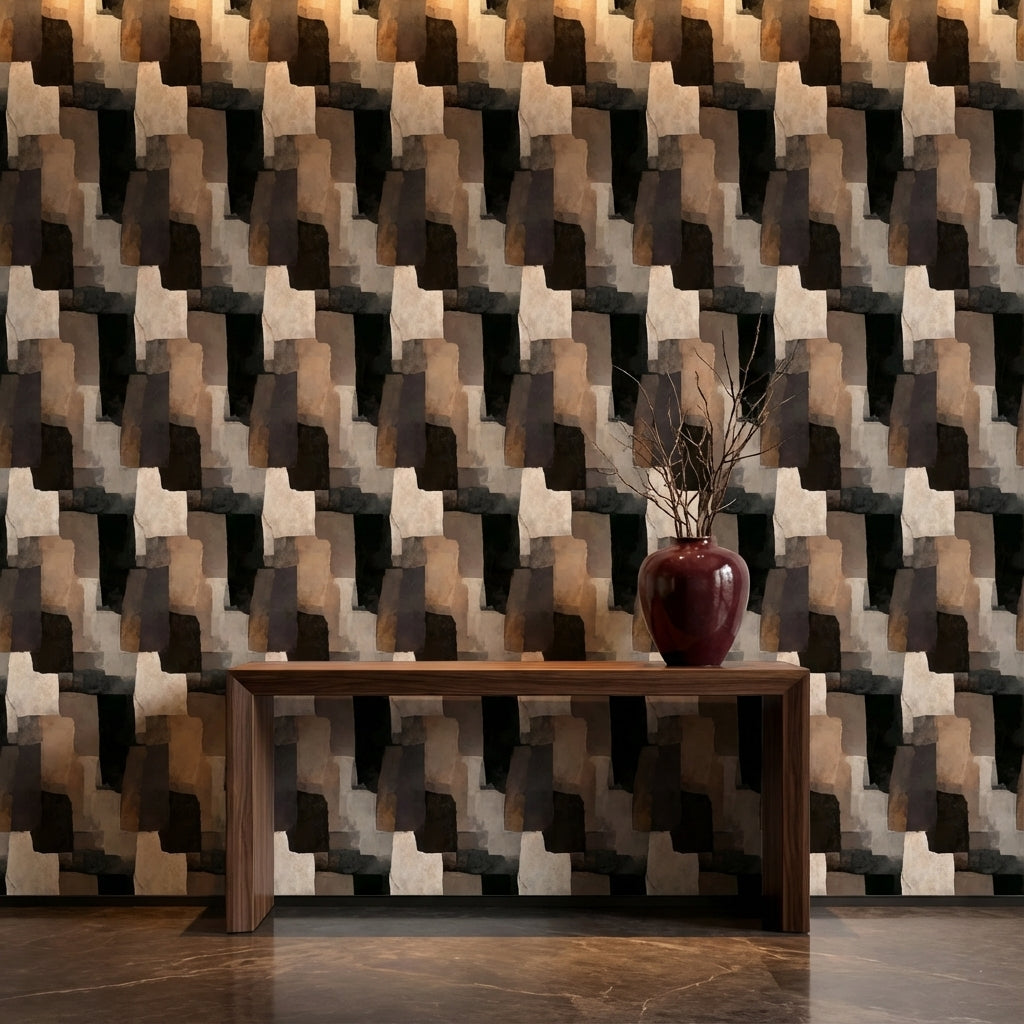 Moody Earth Tones Abstract Geometry Wallpaper