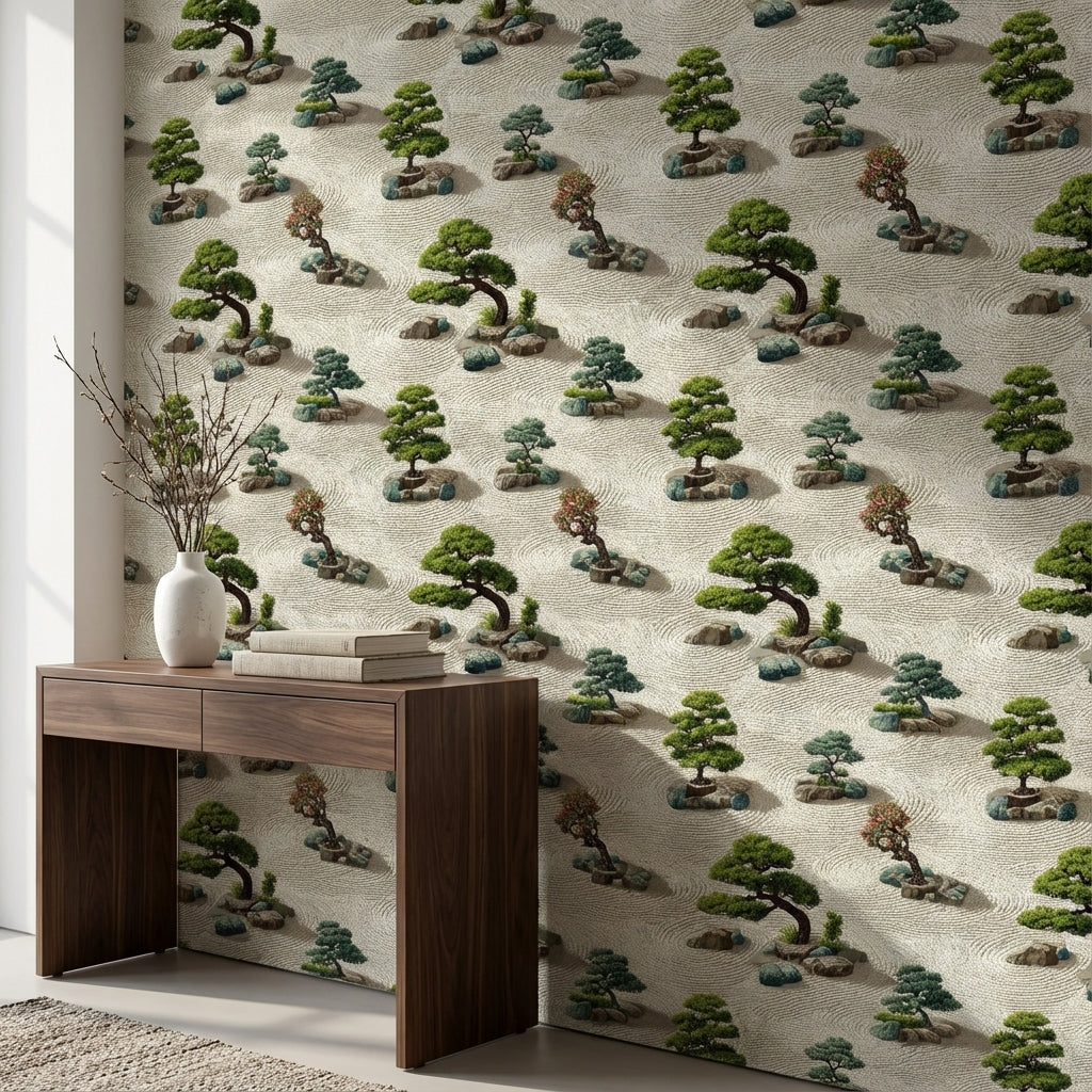 Beige Zen Garden Bonsai Wallpaper