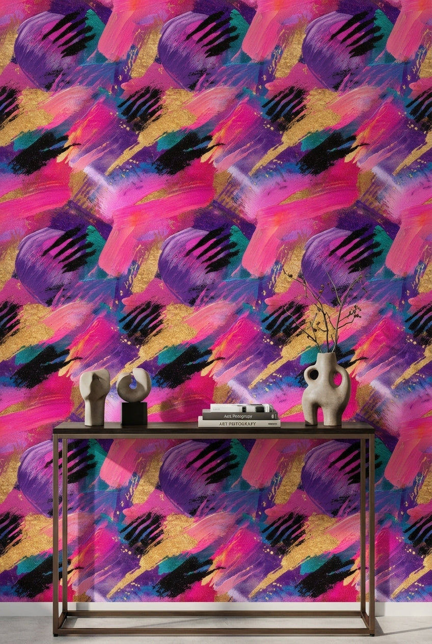 Vibrant Multicolor Brushstroke Abstract Wallpaper