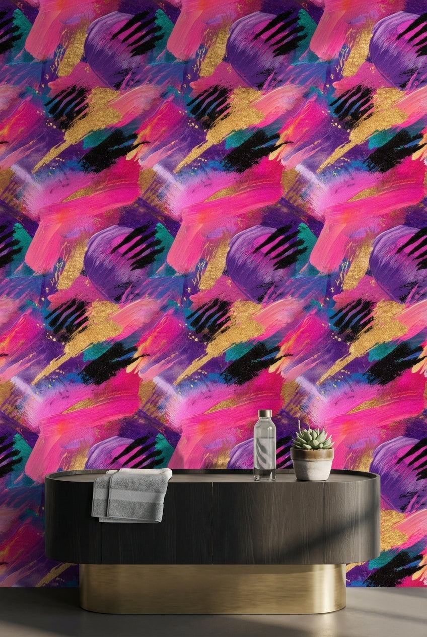 Vibrant Multicolor Brushstroke Abstract Wallpaper