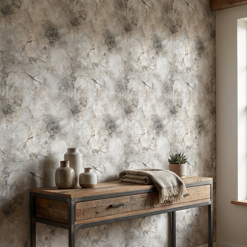 Gray Cracked Concrete Texture Wallpaper