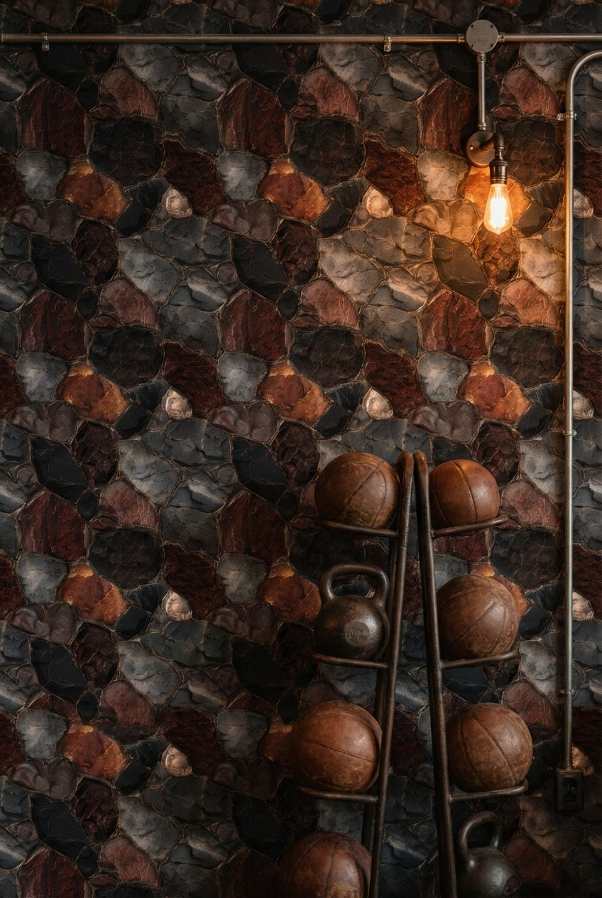 Rustic Multi-Color Stone Texture Wallpaper