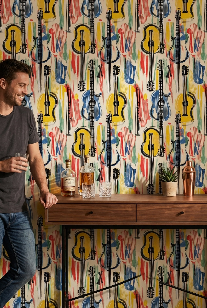 Vibrant Multicolor Guitar Abstract Wallpaper