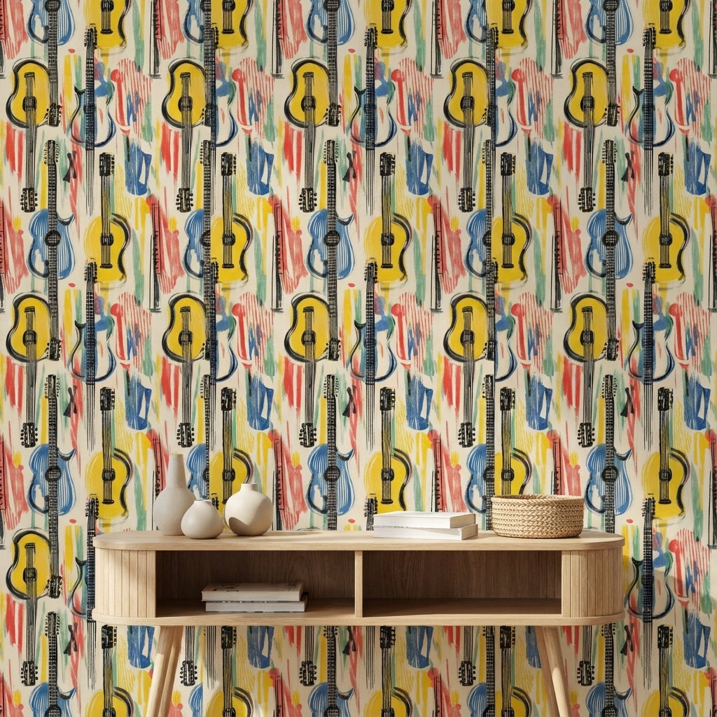 Vibrant Multicolor Guitar Abstract Wallpaper