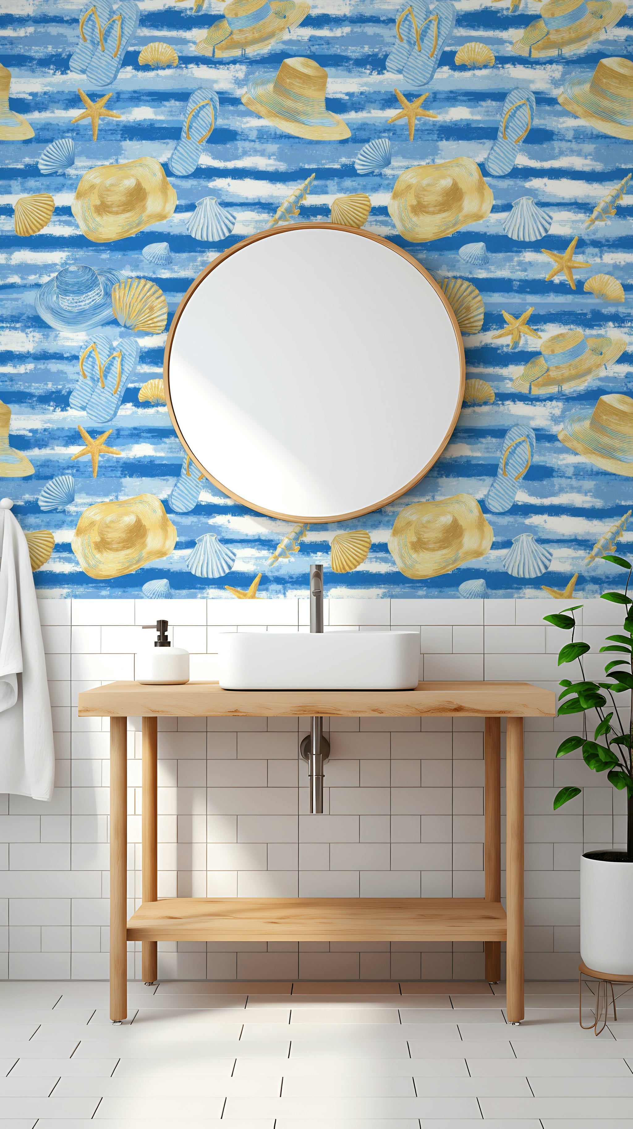 Bright Blue Coastal Accessories Wallpaper