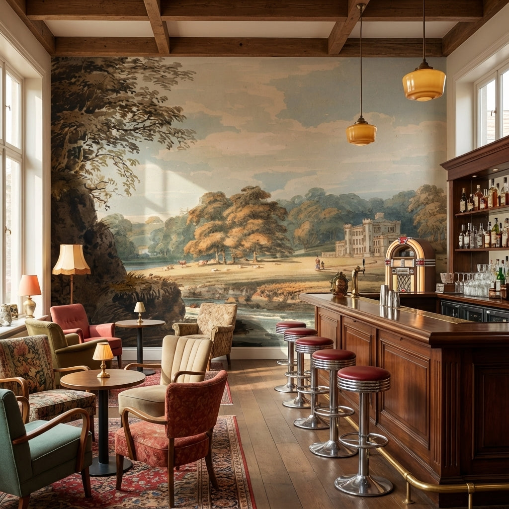 Landscape Wallpaper Vintage Serene Wall Mural