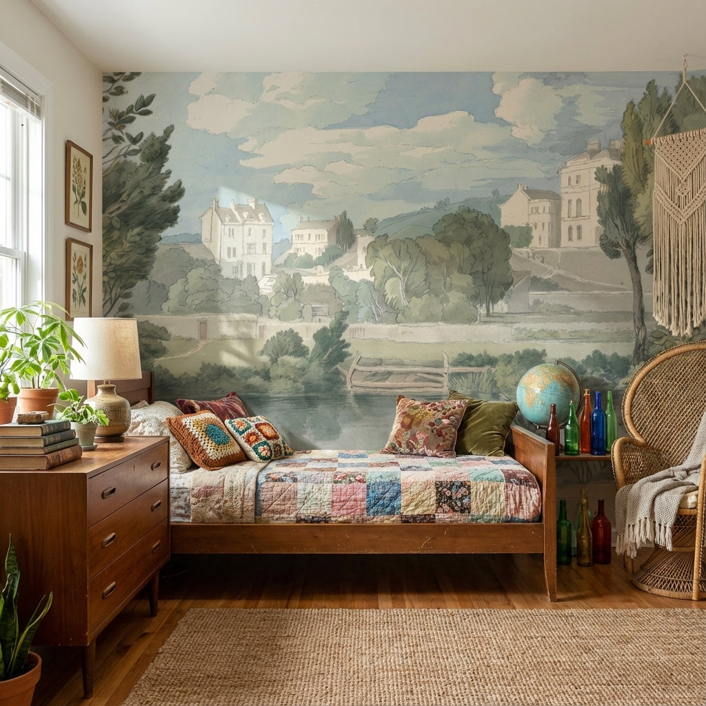 Landscape Wallpaper Vintage Countryside Wall Mural