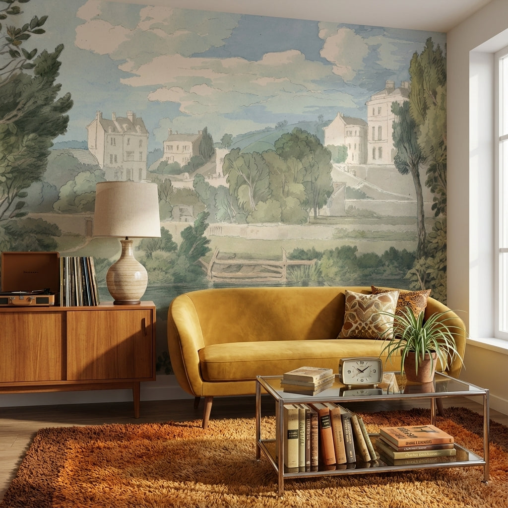Landscape Wallpaper Vintage Countryside Wall Mural