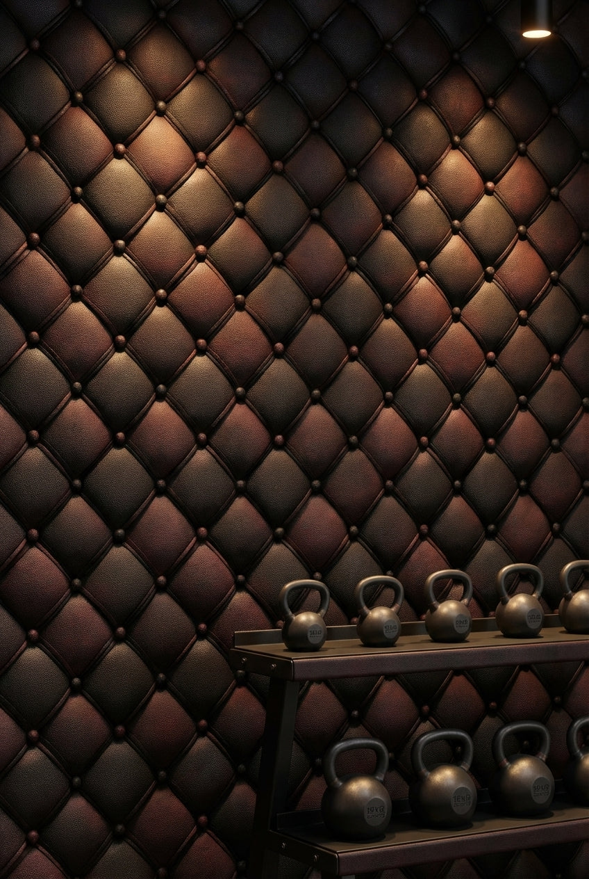 Dark Burgundy Quilted Leather 3D Effect Wallpaper