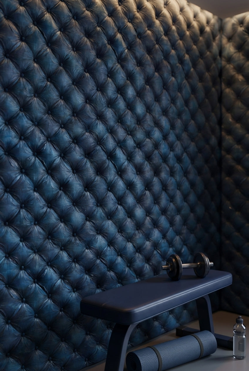 Navy Blue Quilted Leather Texture 3D Wallpaper