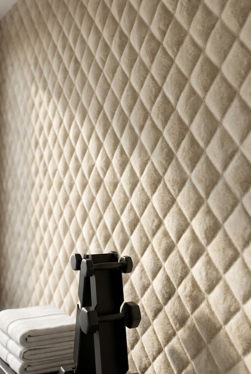 Beige Diamond Quilted Texture Wallpaper