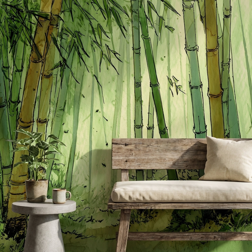 Shades Of Green Wallpaper Bamboo Forest Wall Mural
