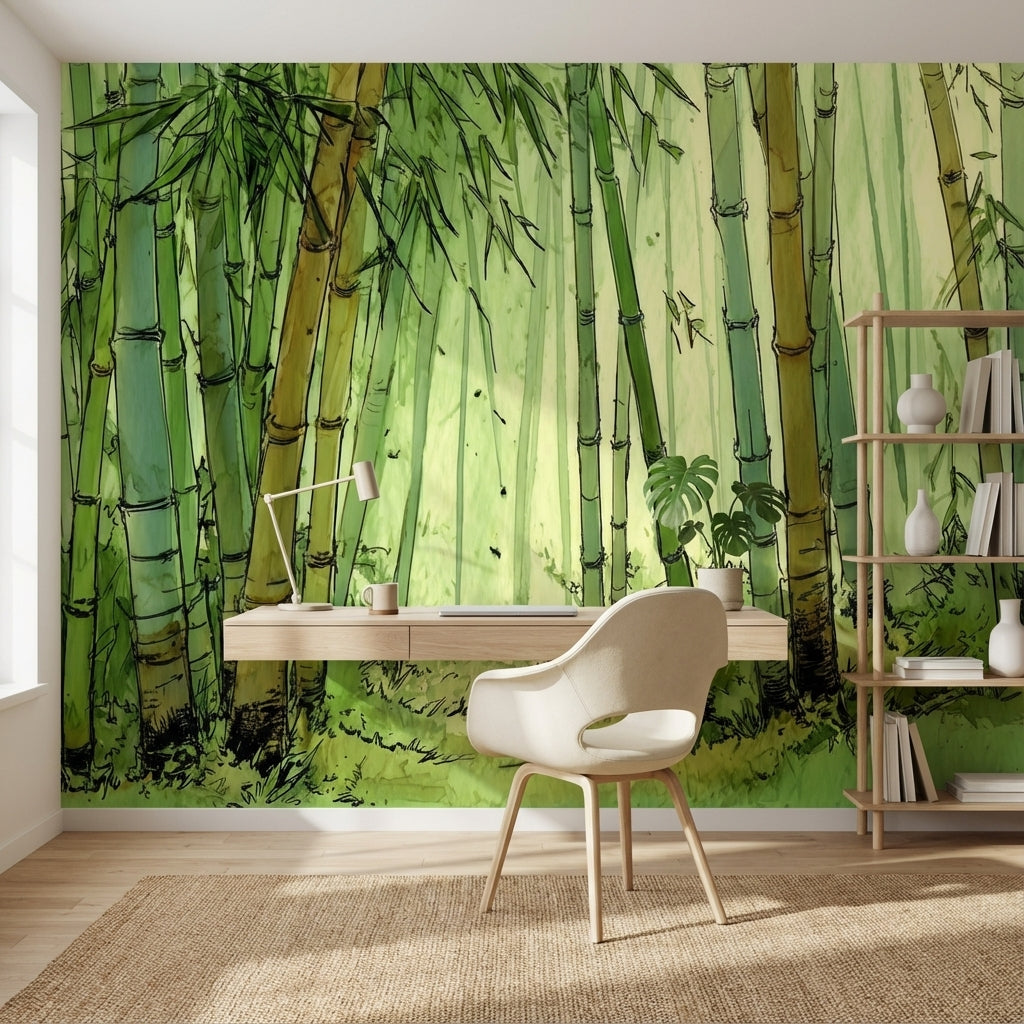 Shades Of Green Wallpaper Bamboo Forest Wall Mural
