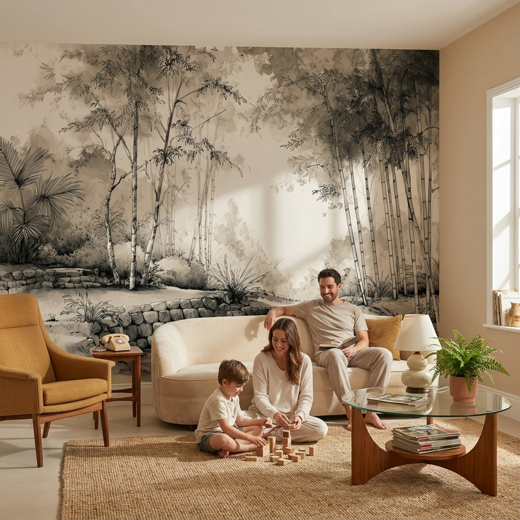 Bamboo Wallpaper Landscape Removable Traditional Wall Mural