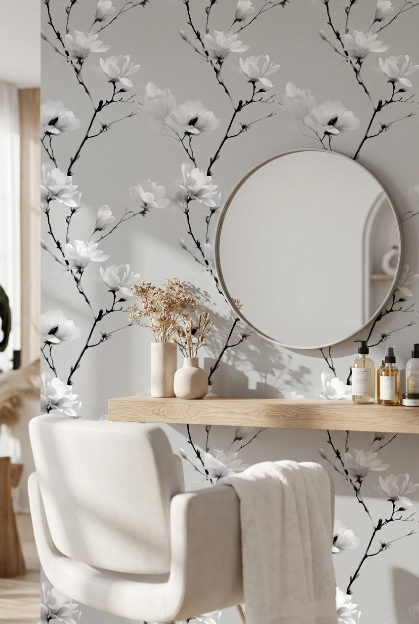 Floral Wallpaper Minimalist Elegant Decorative Mural