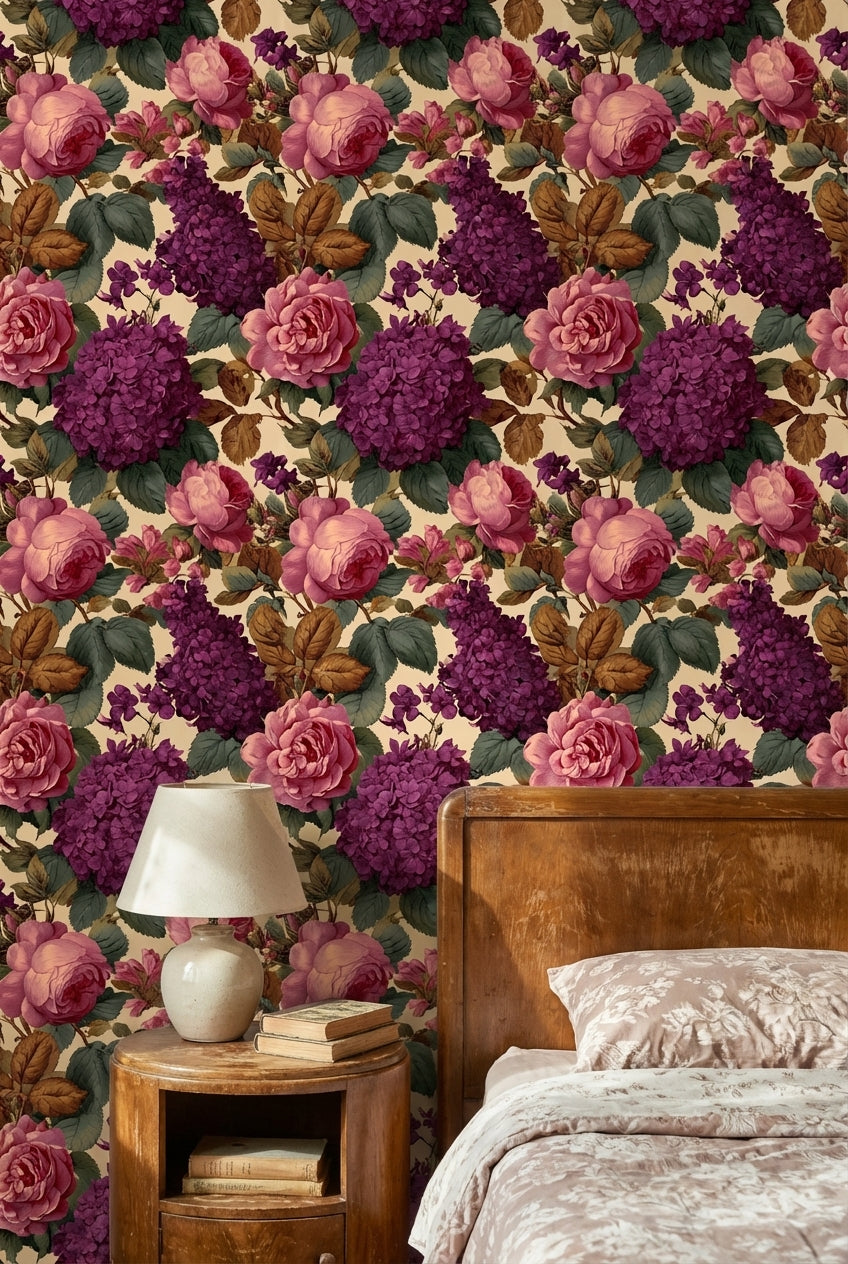 Floral Wallpaper Vintage Roses Wall Mural