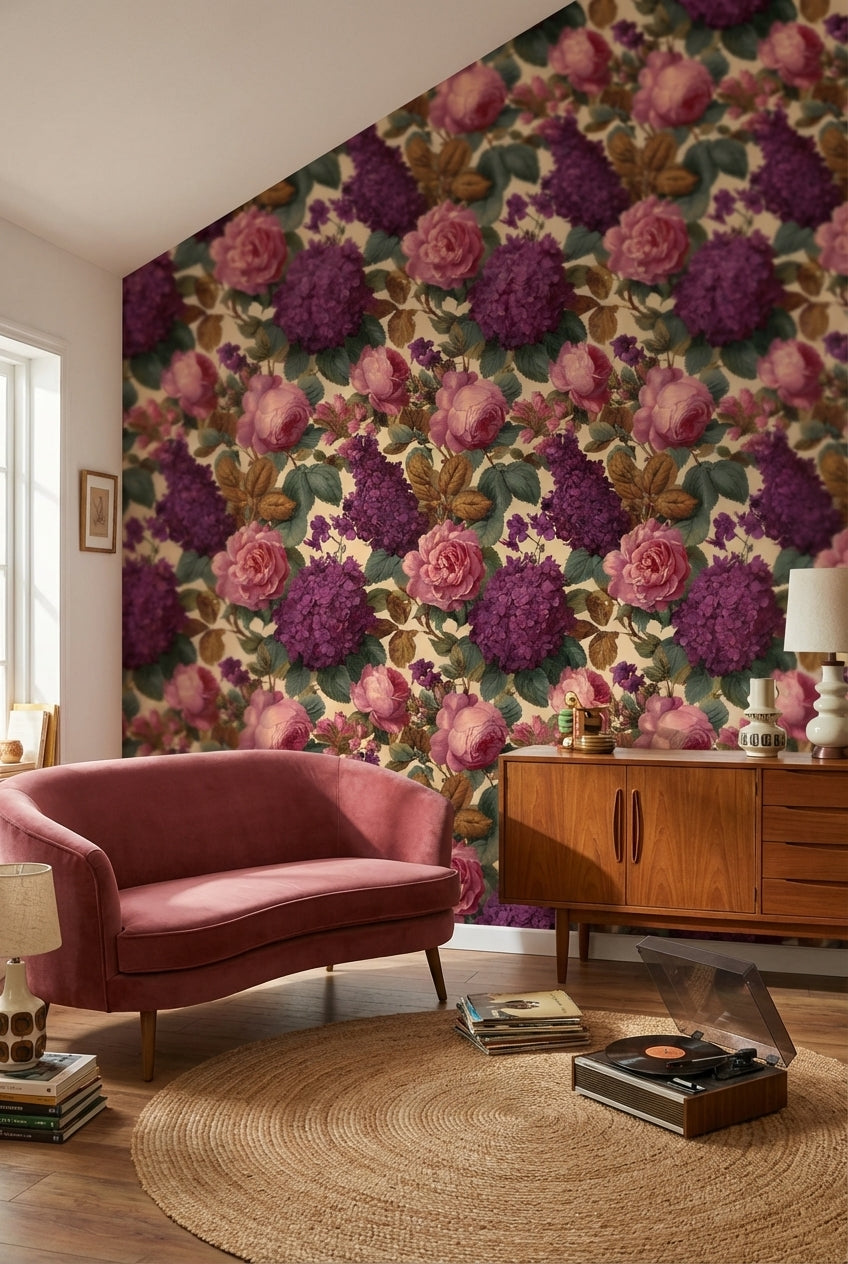 Floral Wallpaper Vintage Roses Wall Mural
