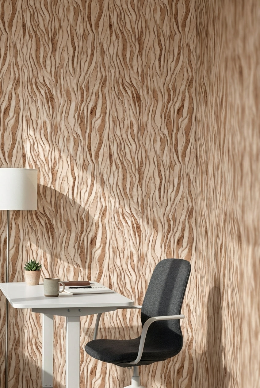 Warm Beige Abstract Ripple Wallpaper