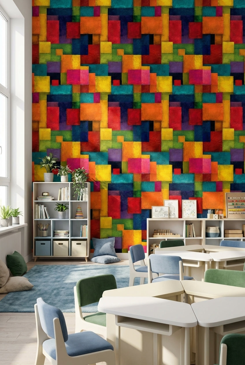 Geometric Wallpaper Vibrant Modern Decorative Mural