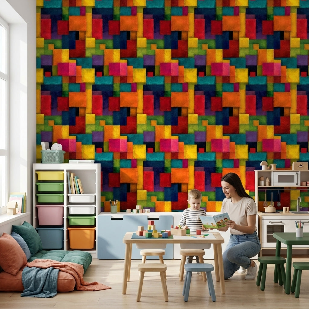 Geometric Wallpaper Vibrant Modern Decorative Mural