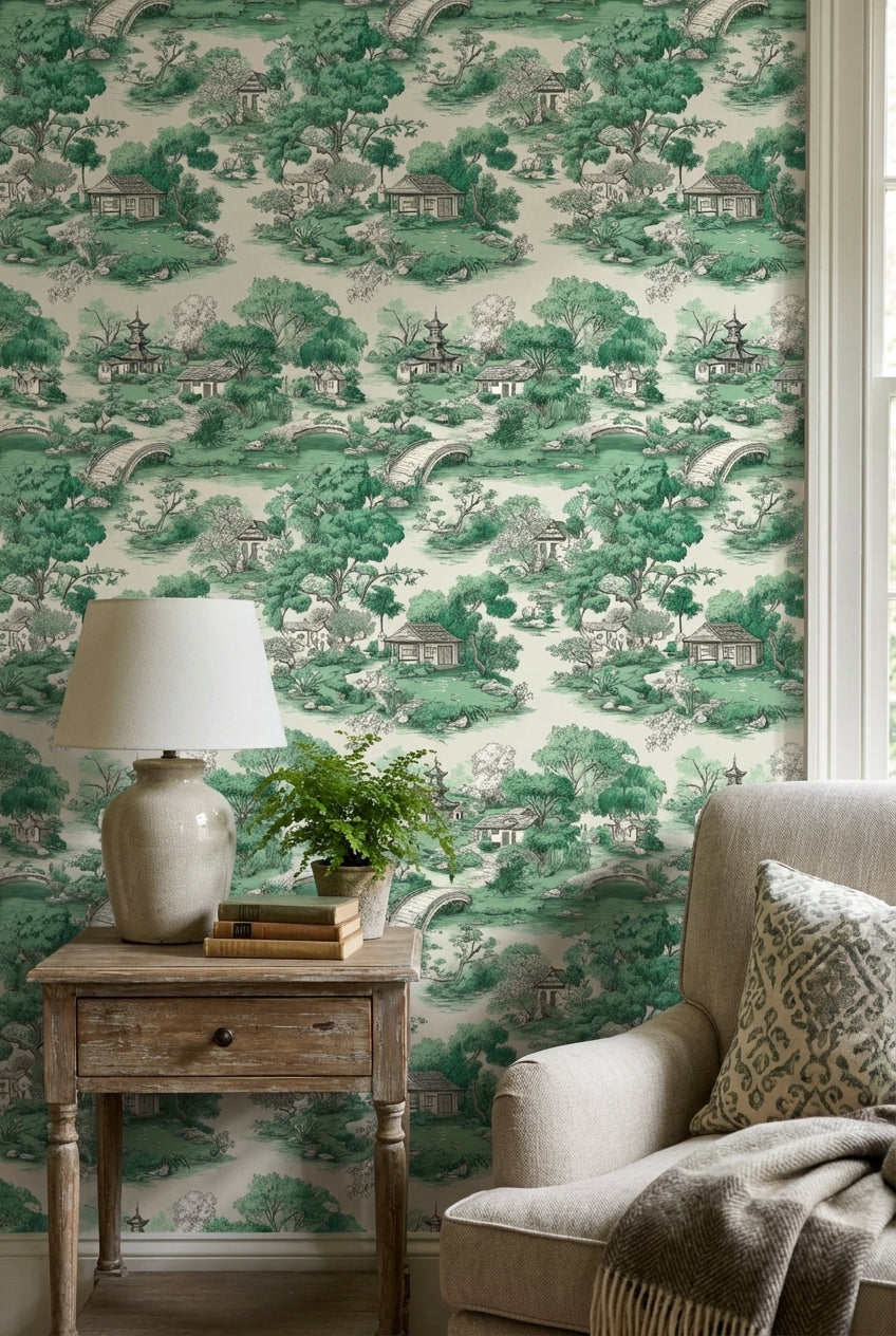 Asian Architecture Wallpaper Serene Traditional Wall Decor
