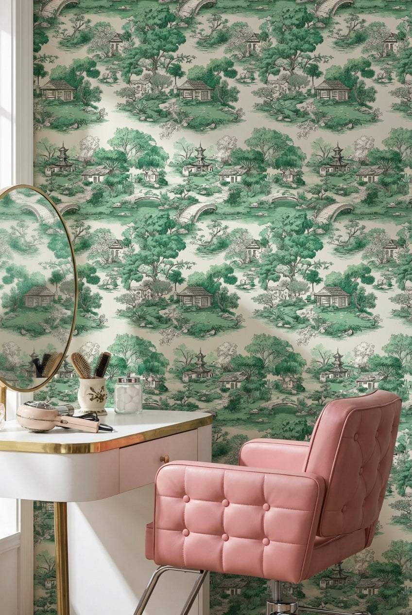 Asian Architecture Wallpaper Serene Traditional Wall Decor