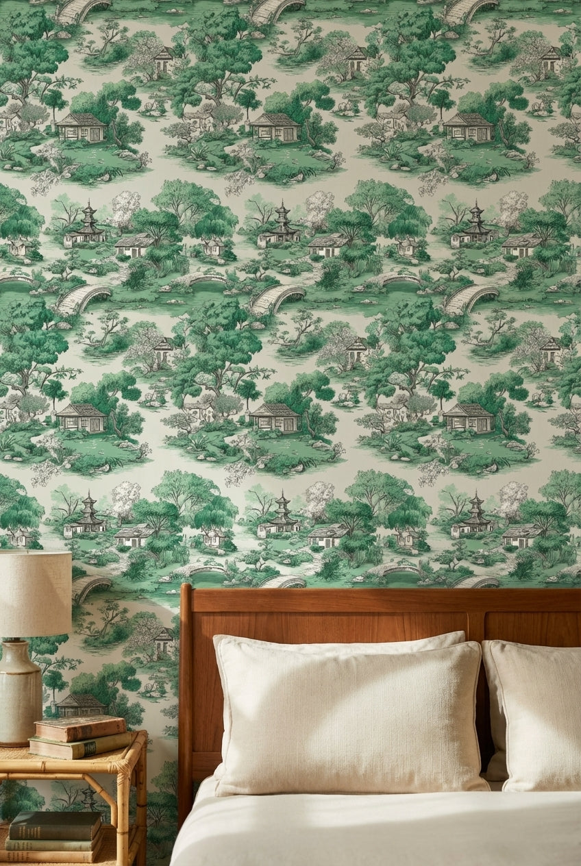 Asian Architecture Wallpaper Serene Traditional Wall Decor