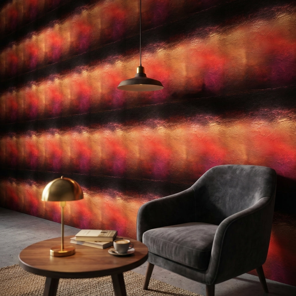 Textured Wallpaper Fiery Mural Elegant Wall Decor