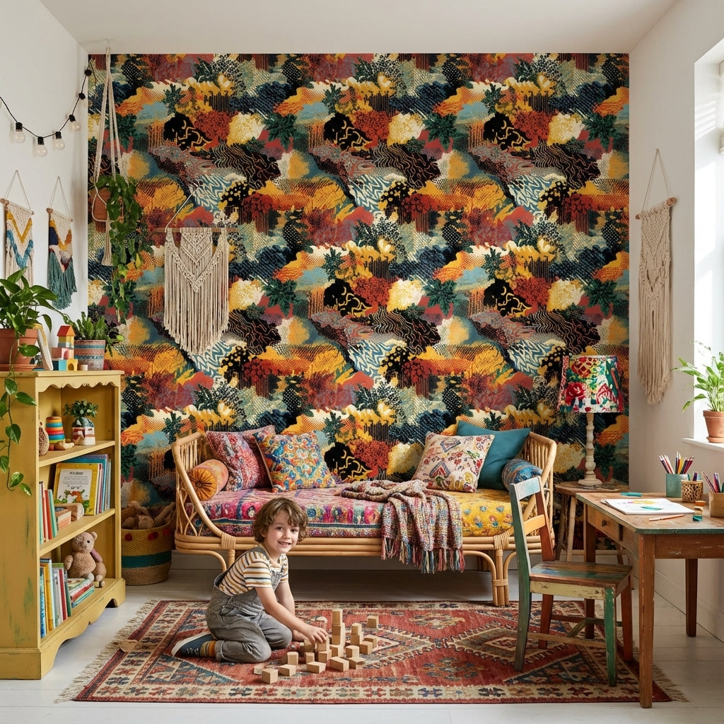 Abstract Geometric Wallpaper Vibrant Removable Eclectic Wall Decor