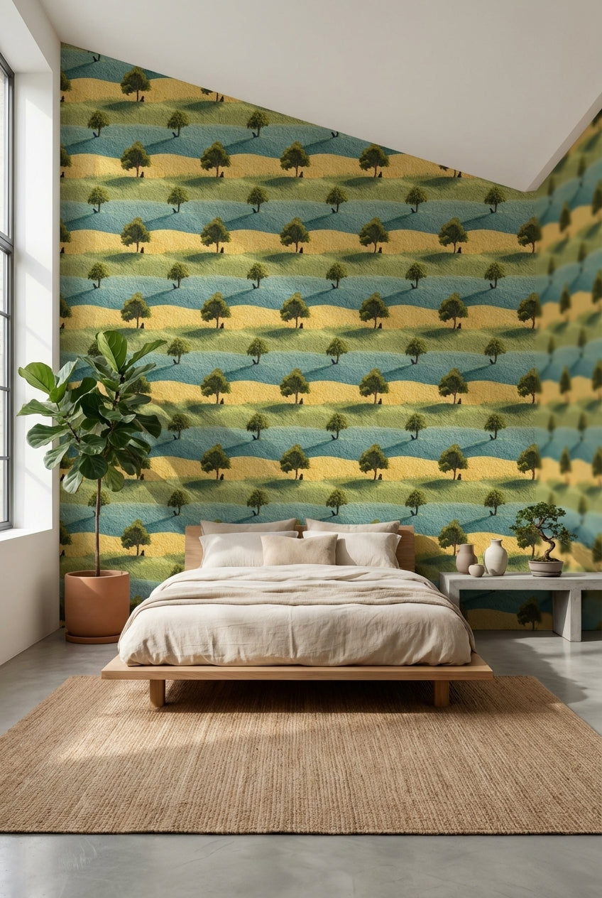 Shades of Green Wallpaper Natural Landscape Wall Mural