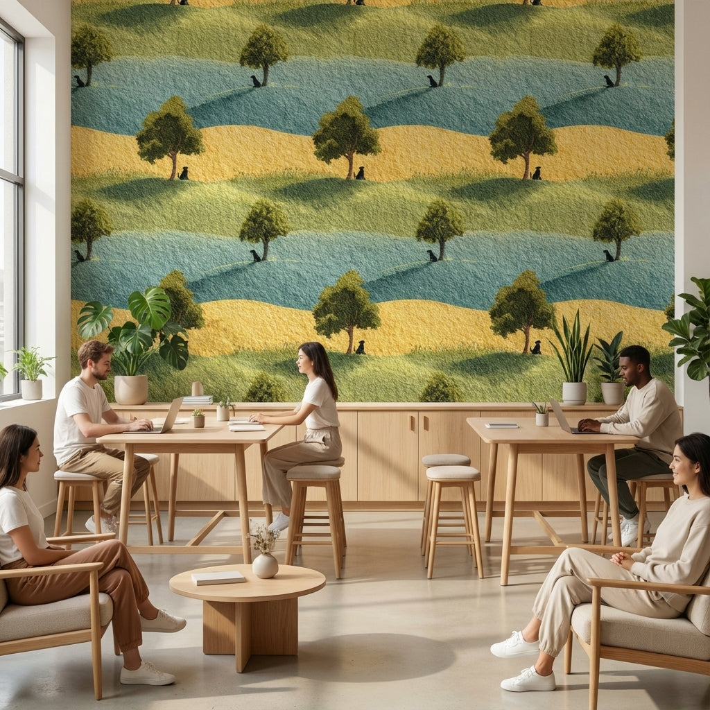 Shades of Green Wallpaper Natural Landscape Wall Mural