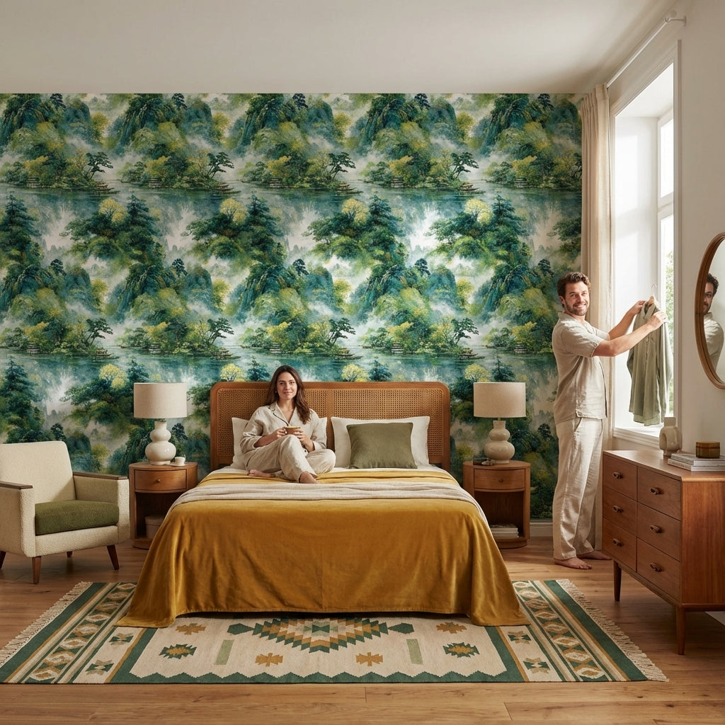 Shades Of Green Wallpaper Traditional Nature Wall Mural