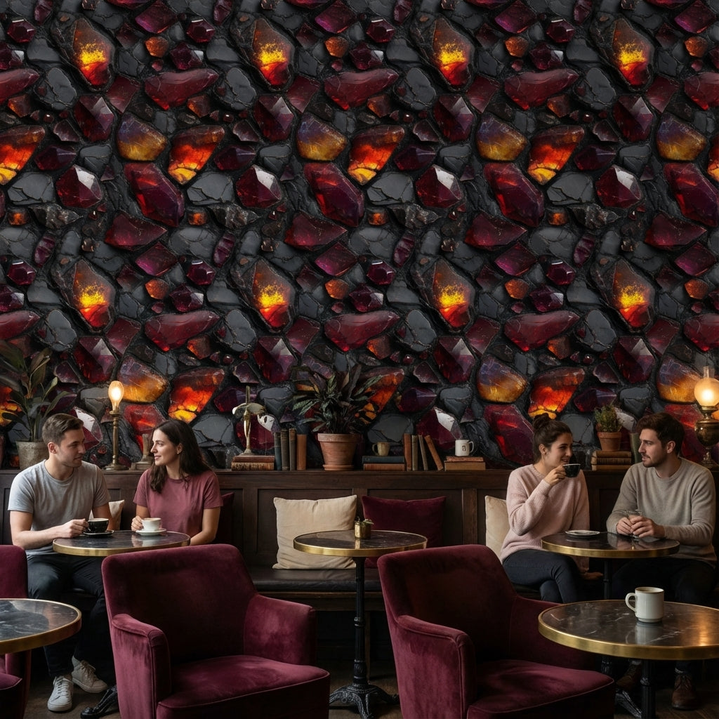 Abstract Stones Wallpaper Gemstones Dark Decorative Mural