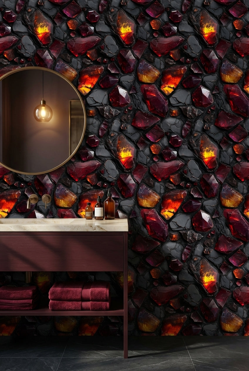 Abstract Stones Wallpaper Gemstones Dark Decorative Mural