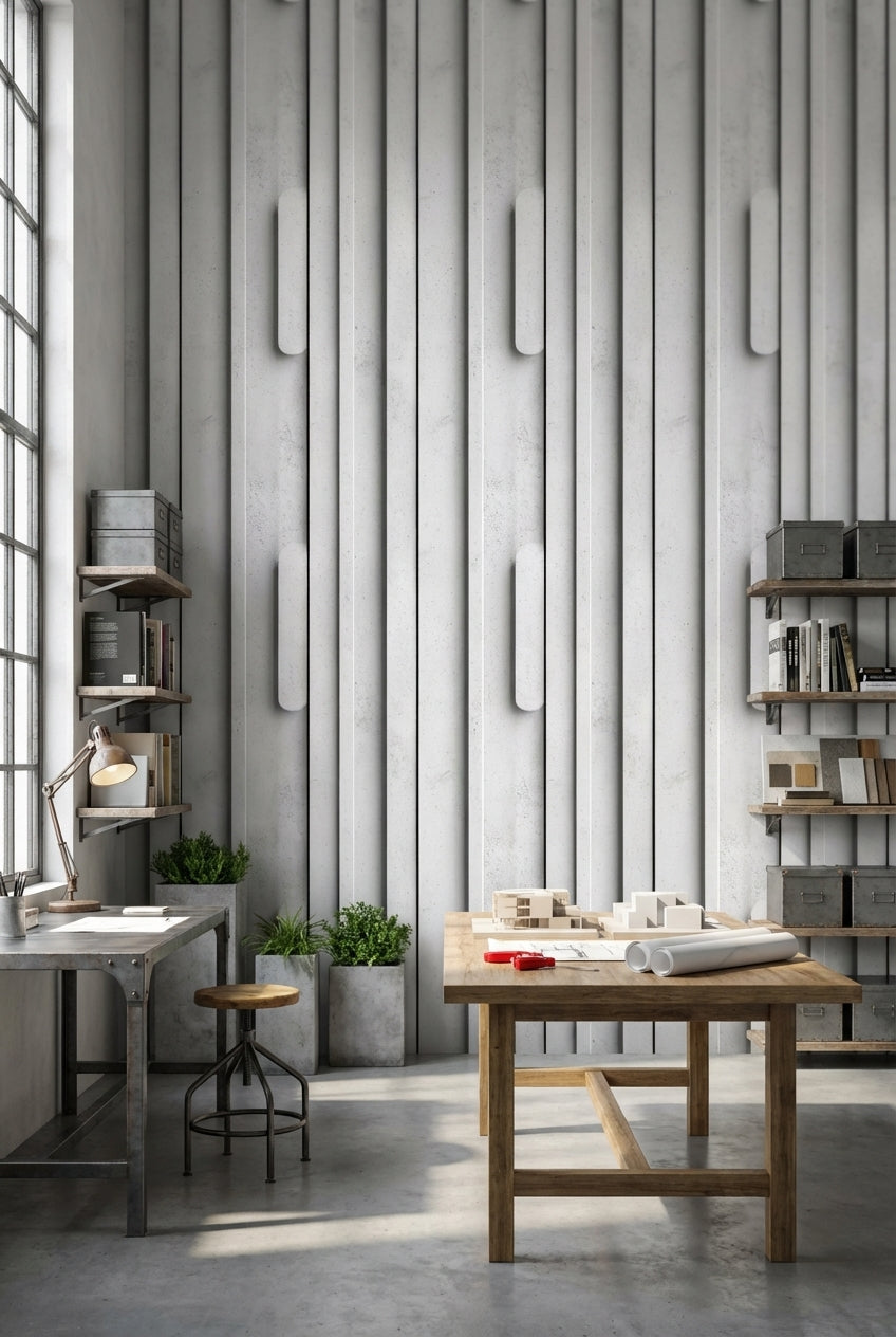 Geometric Wallpaper Concrete Minimalist Decorative Mural