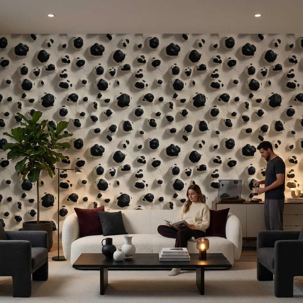 Animal Print Wallpaper Black Spots Textured Surface Mural