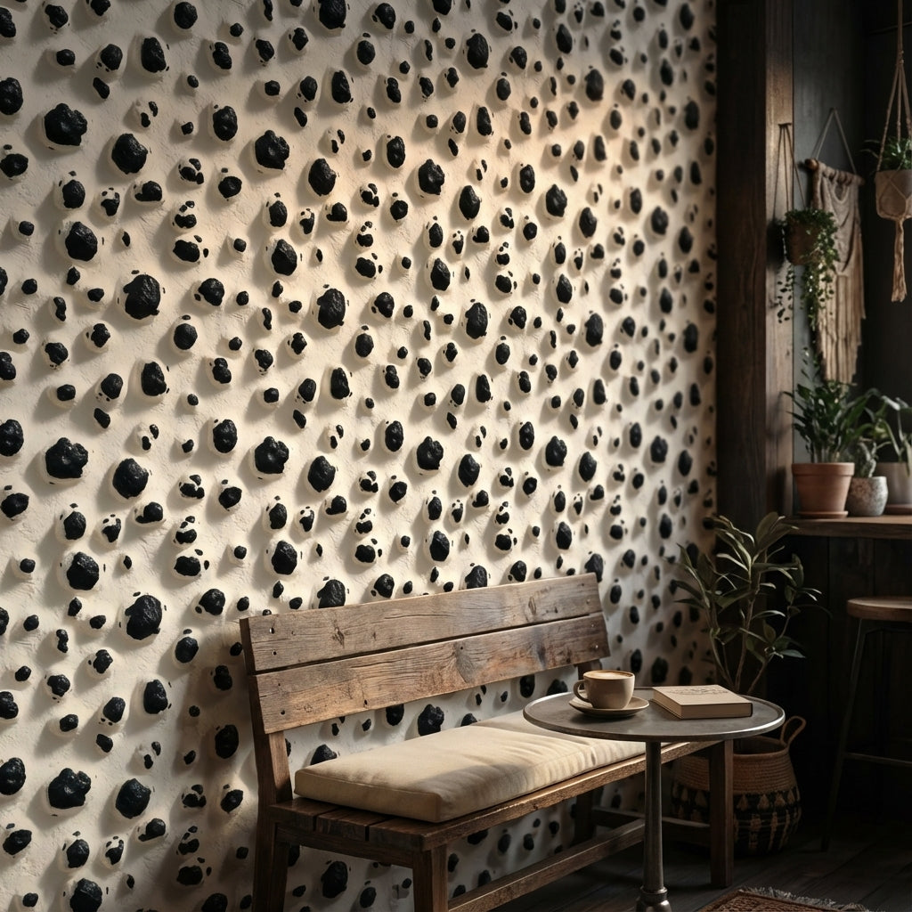 Animal Print Wallpaper Black Spots Textured Surface Mural